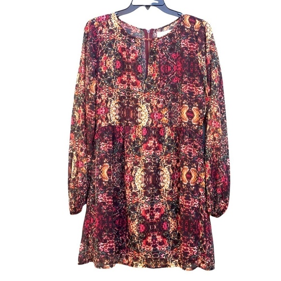 Abercrombie & Fitch Multicolor Floral Lined Long Sleeve Swing Dress Size Medium - Picture 1 of 5